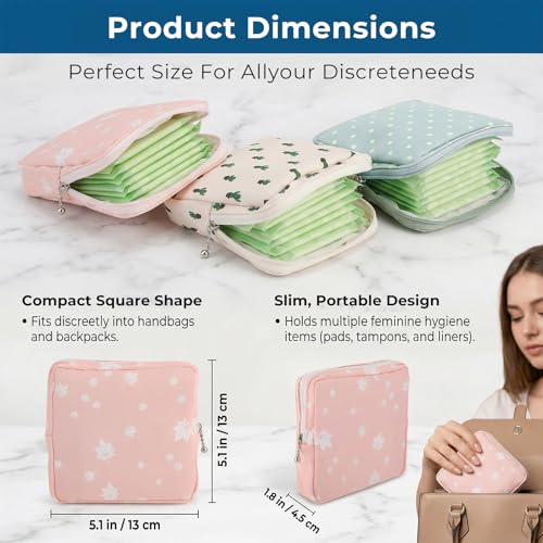 Image of 3Pcs Sanitary Napkin Storage Bag, Small Menstrual Period Bag Period Pouch Waterproof, Tampon Organizer Pouch Tampon Pad Holder for Purse, Pad Bags Feminine Care First Periods