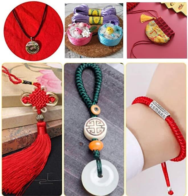 FQTANJU 2mm x 100 Yards Premium Quality Rattail Nylon Satin Cord Roll, Kumihimo Rattail,Chinese Knot, Silver - Image 7