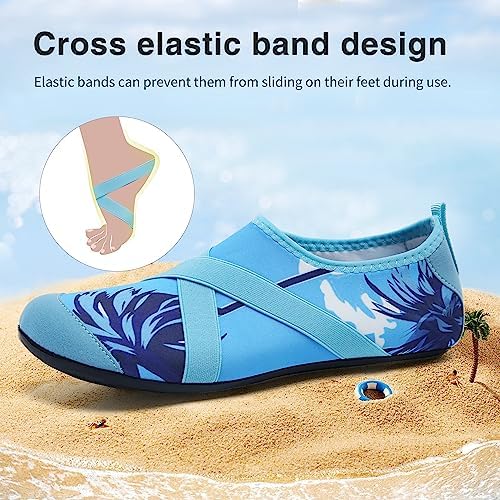 Aqua Socks Beach Water Shoes Barefoot Yoga Socks Quick-Dry Surf Pool Swim Shoes for Women Men(Blue,3/4 Women,34/35 EU) | Image 1