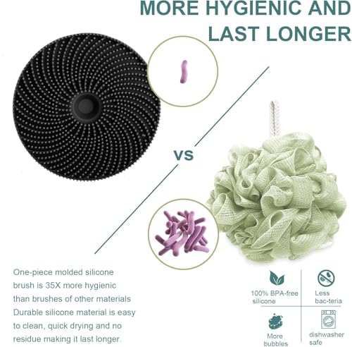 Image of KROYWEN Silicone Body Scrubber Shower Bath Brush, More Hygienic Than Traditional Loofah, Lather Nicely, Long Lasting, Gentle Exfoliating for Women Men Baby Sensitive Skin, 2 Pack