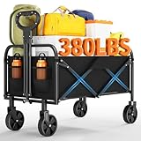 Bollerwagen Faltbar Mit Bremse,Handwagen Faltbarer 220L 172Kg 360° All-Terrain Reifen,Seitentasche,Handwagen Mit Verstellbarem Griff Perfekt Gartenwagen Reisebuggy Campingwagen Strandwagen