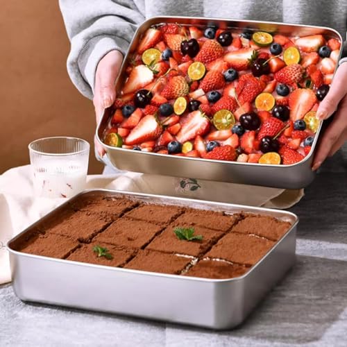 Image of Premium Stainless Steel Food Tray with Lid | Multipurpose Serving, Baking, Storage & Meal Prep Container for Kitchen & Home (3)