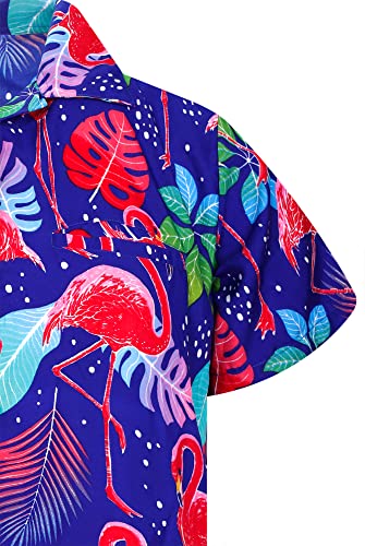 Mens Funky-Flamingo-Flowers Short-Sleeve Hawaiian-Shirt Novelty Summer-Vibes Aloha4