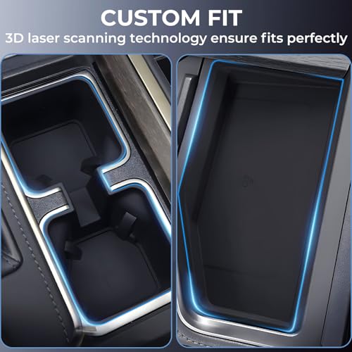 Image of Cup Holder Insert & Wireless Charging Protective Mats for Lexus GX550 2026 2025 2024, Center Console Interior Accessories Silicone Cup Holder & Wireless Charger Cover Pad for 2024-2026 GX 550