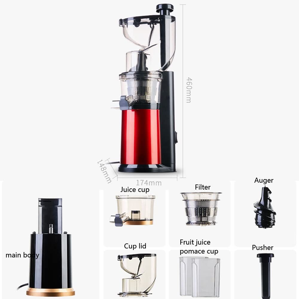 Estrattore Di Spremiagrumi A Masticazione Lenta A Scivolo Largo Macchina Per Spremiagrumi A Freddo Spremiagrumi Verticale Con Motore Silenzioso & Funzione Inversa Per Frutta E Succo Di Verdura