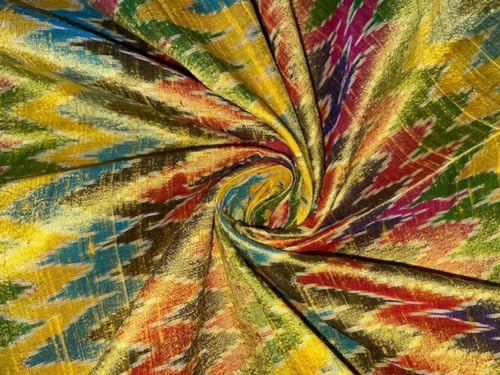 Tissu soie Dupion Ikat multicolore de 111,8 cm de large pour couture