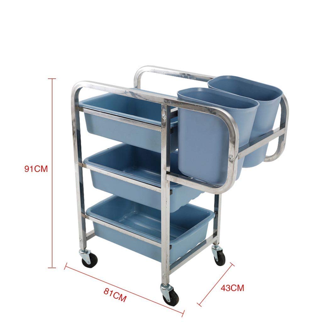 Chariot de Service de Restaurant Multifonction en Acier Inoxydable, Chariot de Collecte irrégulier, véhicule de Collecte en Plastique PP, Tube carré à Angle Droit,Square Tube-Right Angle