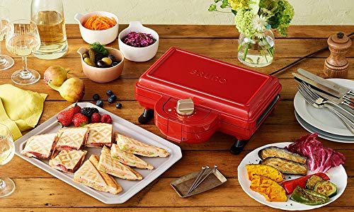 BRUNOブルーノホットサンドメーカー ダブル レッド ワッフルプレートセット BOE044RD