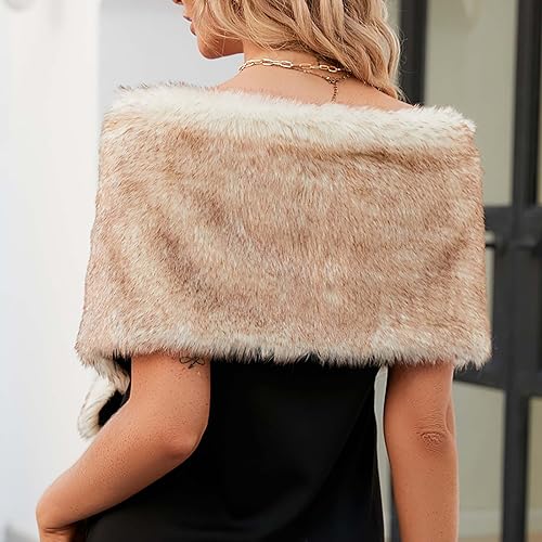 Women Faux Fur Long Shawl Wrap Scarf Shrug For Elegant Bridal Wedding Party Fashion Ladies Christmas Gifts3