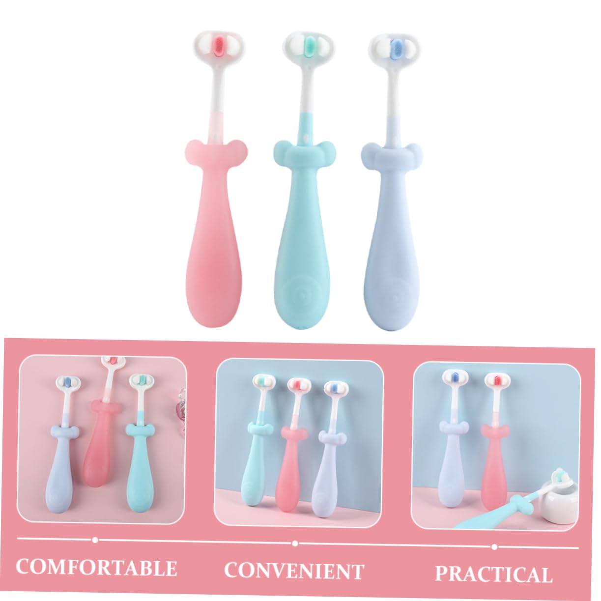 VALICLUD 4 Set Spazzolini Per Setole Morbide Spazzolino Manuale Carino E Antiscivolo Dei Denti Dei Piccoli 3 Pezzi*4