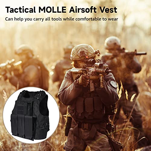 image for yeesport Tactical MOLLE Airsoft Vest, Fully Adjustable Paintball Train