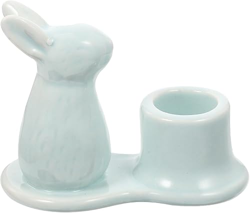 BESPORTBLE Candelabro de conejo Candelabro de Pascua Decoración del hogar Portavelas de cerámica Soporte de vela de escritorio Candelabro Candelabro