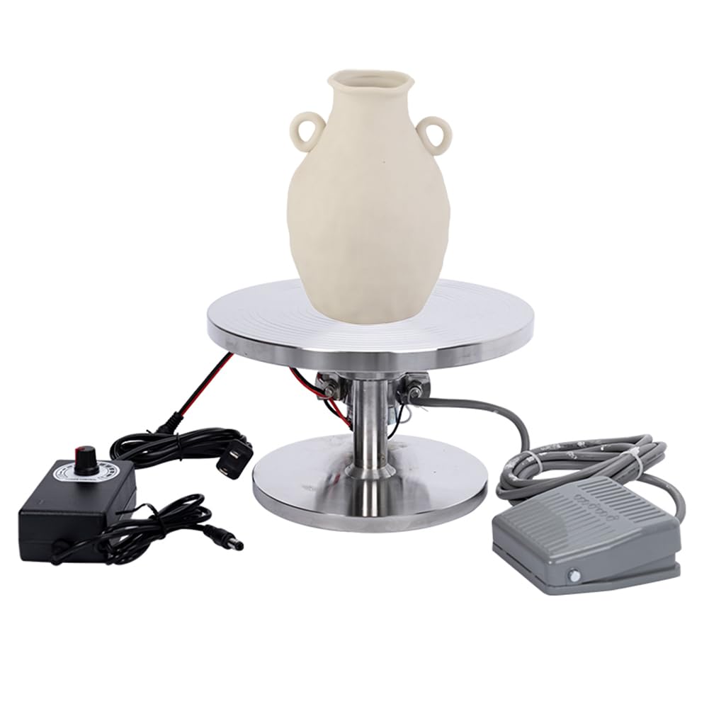 Regulowane elektryczne koło garncarskie z pedałem nożnym, gramofon ze stali nierdzewnej 20 cm, idealny do sztuki ceramicznej, rękodzieła i hobbystów dla początkujących i profesjonalistów