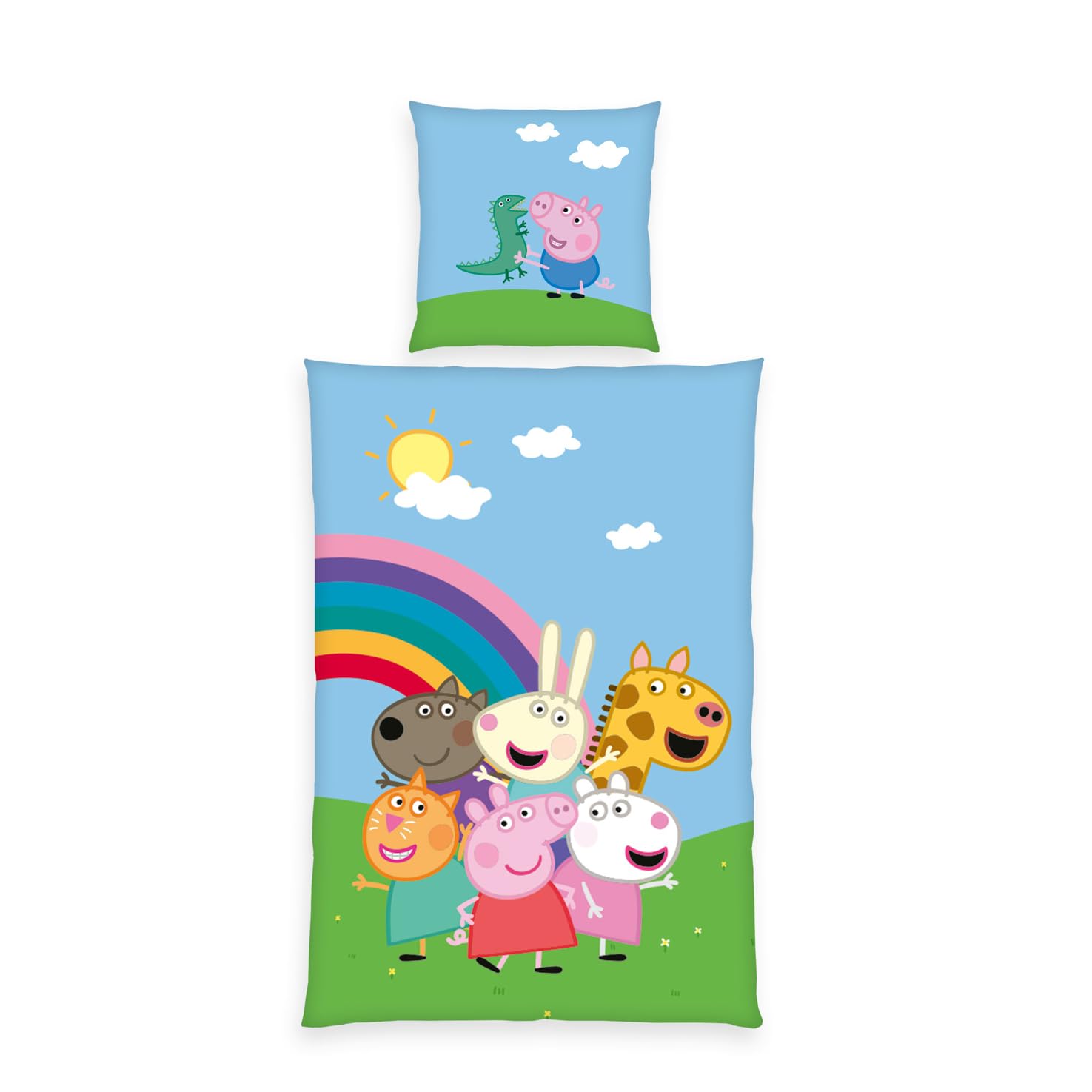 Herding Bettwäsche-Set Peppa Pig, Kopfkissenbezug 80 x 80 cm + Bettbezug 135 x 200 cm