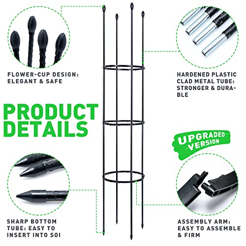 2 Pack Garden Trellis, 60" Tomato Cage Tall Plant Support Climbing Vines Flowers Stands, 2 In 1 Plant Cages & Supports For Vines, Vegetable, Flowers, Potted Plants With 30Pcs Plant Clips #TOP1
