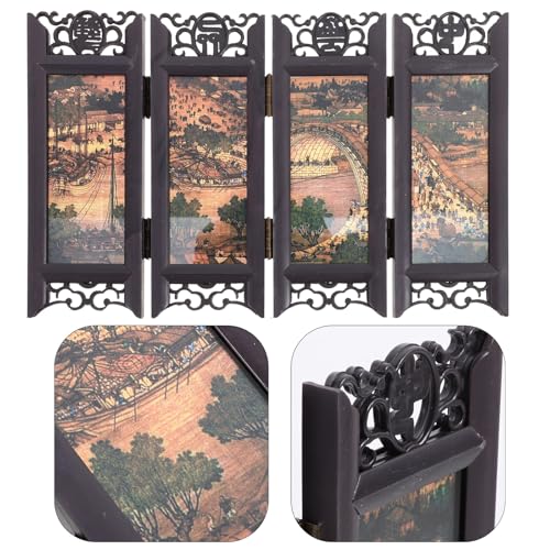 Paravent miniature pliant style chinois en art traditionnel stable