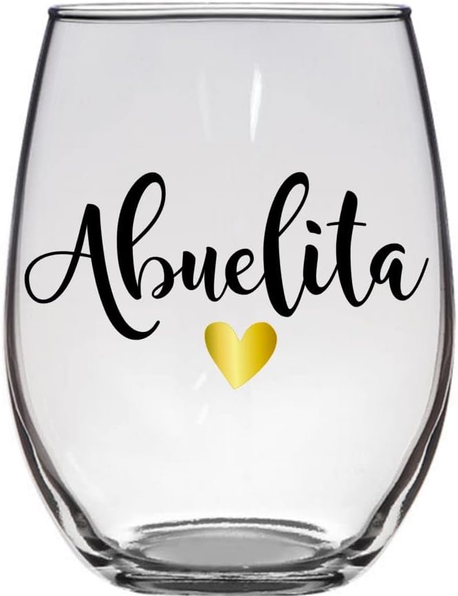 Abuelita - Abuela Birthday Present - Premium 21oz Stemless Wine Glass Drinking Cup Tumbler
