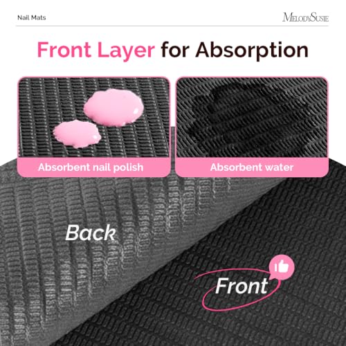 Image of MelodySusie Disposable Nail Mats, 50Pcs 3-Ply Absorbent Nail Art Table Pads with PE Backing, 18 inch x 13 inch Nail Desk Protection for Manicure Pedicure, Salon Home DIY Black