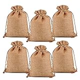 Lucky Monet 25/50/100PCS Burlap Gift Bags Wedding Hessian Jute Bags Linen Jewelry Pouches with Drawstring for Birthday, Party, Wedding Favors, Present, Art and DIY Craft (25Pcs, Coffee, 5” x 7”)