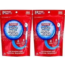 Colgate Max Fresh Wisp Disposable Mini Toothbrush, Peppermint - 24 Count, 2-Pack