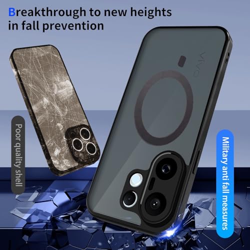 Image of Hybrid Shockproof Back Cover Case for Vivo X200 FE 5G | Hard Back Cover Case for Vivo X200 FE 5G, PC & TPU, Translucent Matte Back, Black Sides Cover (Vivo X200 FE)