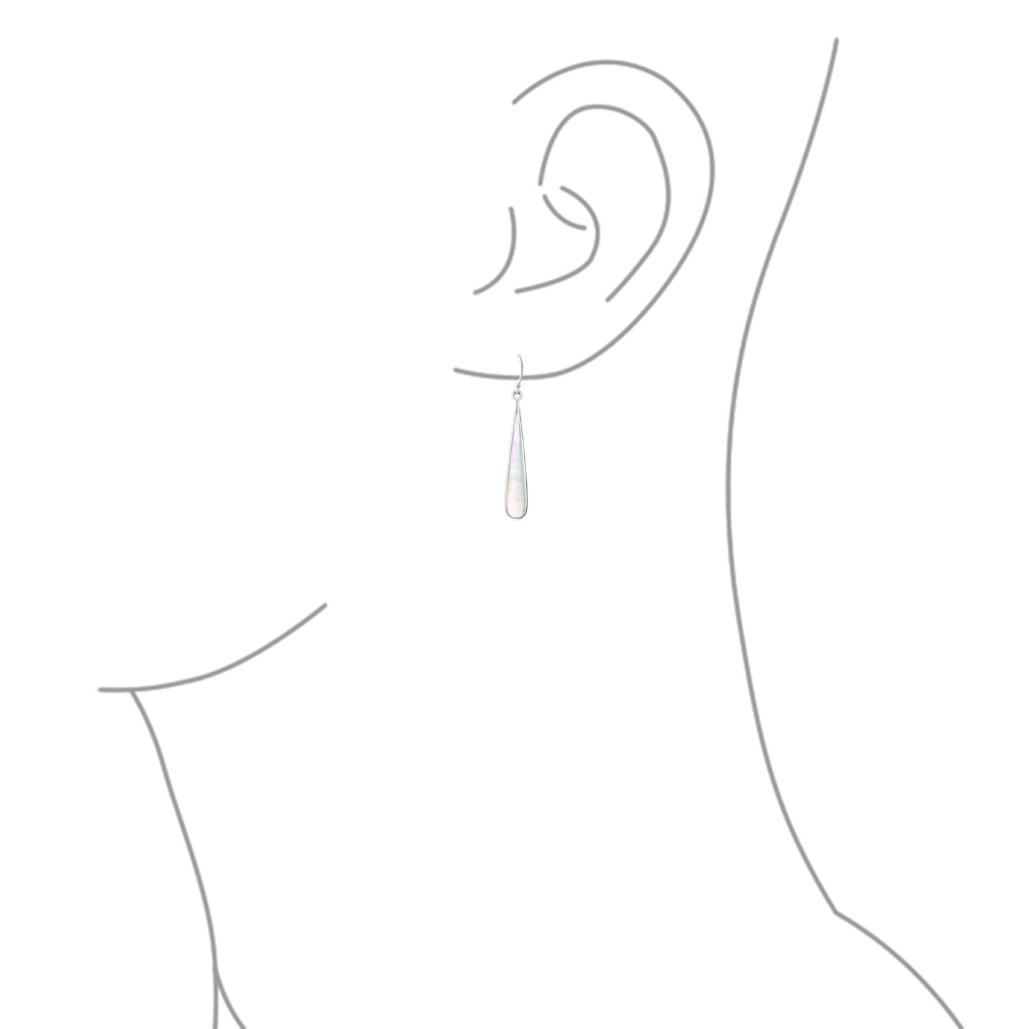 Pendientes colgantes en forma de lágrima plana larga con incrustaciones de piedras preciosas de moda boho simplista estilo occidental para mujeres adolescentes de plata esterlina .925 con gancho de