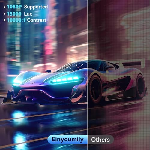 Projector, 2025 Upgraded 15000 Lumens Full HD 1080P Supported, Einyoumily Portable Mini Projector, Small Video Projector, Home Theatre 130", Compatible With iOS/Android/TV Stick/HDMI/USB - Image 3