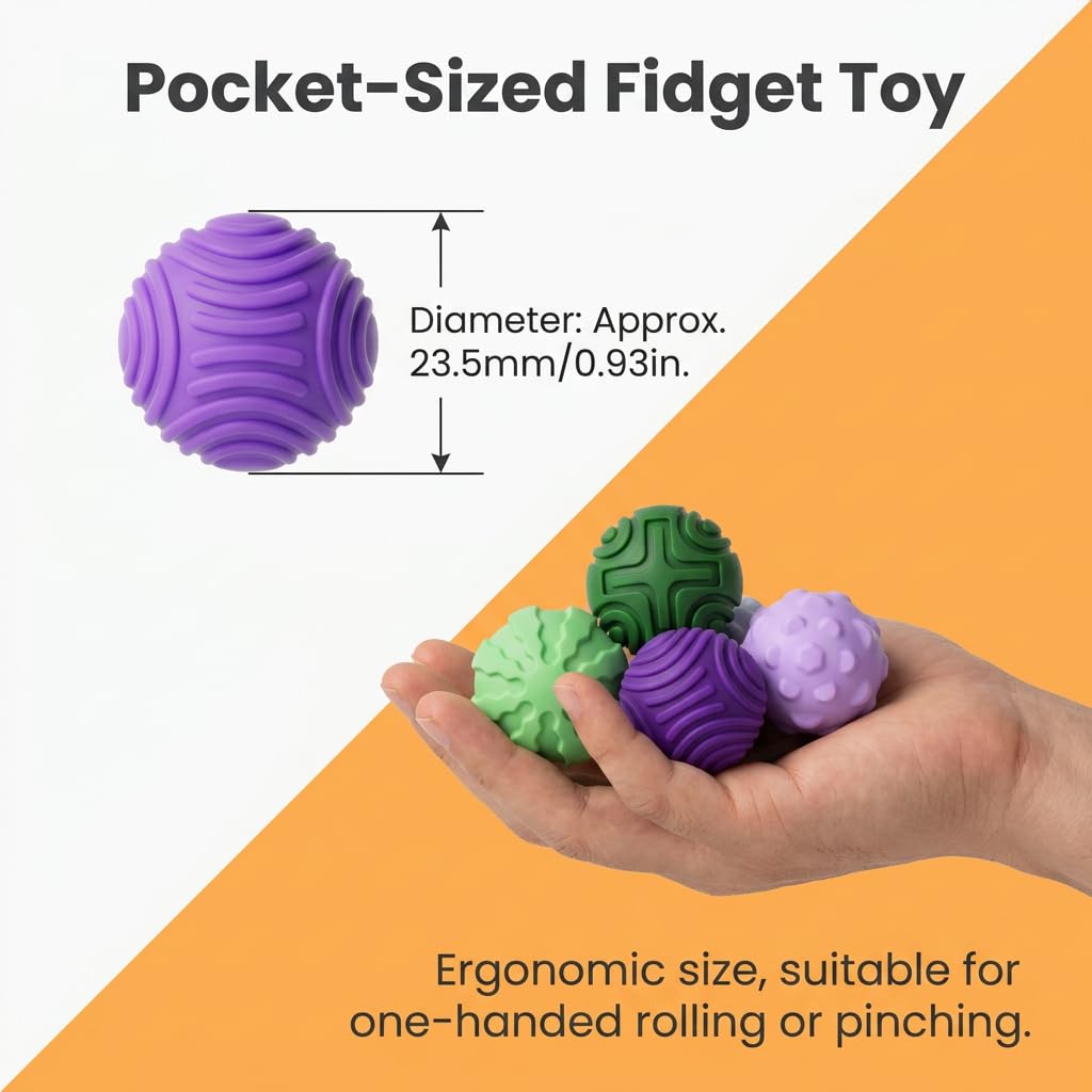 Zestaw 8 magnetycznych piłek silikonowych (zielone i fioletowe) – bezgłośne kulki antystresowe dla dorosłych do biura – sensoryczne trenażery ręczne do koncentracji relaksu – kreatywny gadżet do