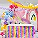 ZYUYUED 2 Stück Regenbogen Tischrock,Dekorativer Tischrock,Quasten-Tischrock,Party Tischröcke,für Baby Shower, Hochzeit,Geburtstag,L275cm*H75cm
