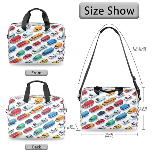 Maletín para laptop con estampado colorido de autos y camiones miniatura 5