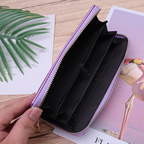 TENDYCOCO Laser Wallet for Women - Stylish Violet Pu Leather Evening Clutch with Zippered Coin Pocket Perfect for Cash Cards and Cellphone Ideal for Special Occasions4