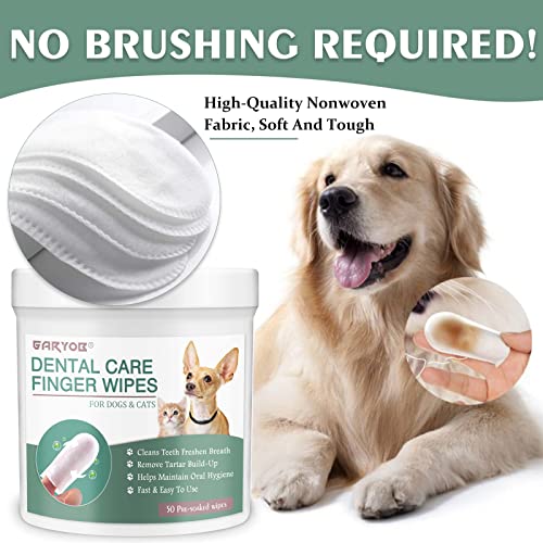 Garyob Pet Dental Care Finger Wipes, Oral Cleansing Teeth Pads For Dogs And Cats, Reduces Plaque, Freshens Breath, 50 Wipes #TOP3