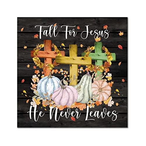 Plaque en bois Fall for Jesus rustique avec croix d'érable