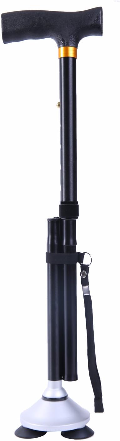 Dubulu Walking Cane/Folding Cane for Men & Women with T Handle,Walking Stick Weight 1.2 Pounds,Folding Length 11. 8 Inches Max Weight Capacity 360 Pounds Original Black