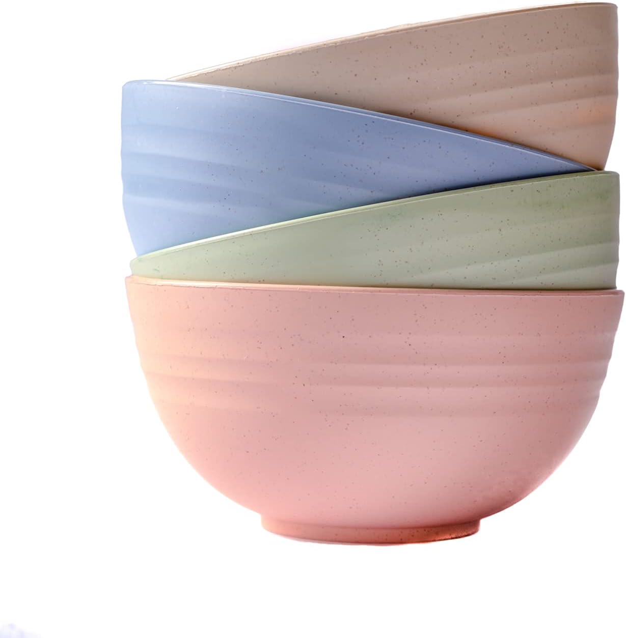 Irida Naturals Wheat Straw 6" Serving Bowl Set | (Multicolour) Eco-Friendly, Lightweight & Unbreakable Microwave Safe Bowl Set | Bamboo Fiber Snacks Serving Bowls for Kids & Adults, 800 ml, Pack 4