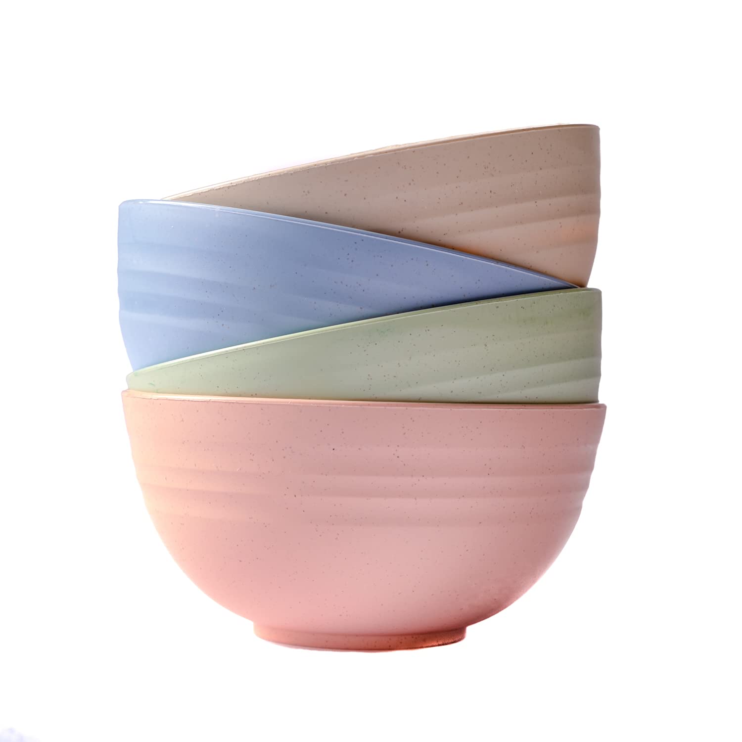 IRIDA NATURALS - Set of 4 Unbreakable Wheat Straw Plastic Bowls | Lightweight and Eco-Friendly | Microwave, Freezer & Dishwasher Safe | 6 Inch | for Snack, Rice, Salad, Noodle etc | Multi-Colour