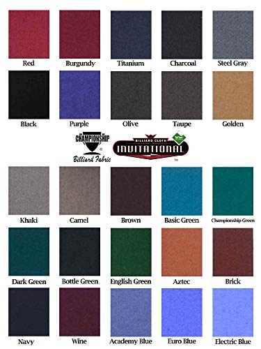 Championship Invitational Pool Table Cloth Replacement Set for 8 FT Pool Tables Billiard Table Felt Bathed in Teflon with Horsehair Brush -Spots - Chalk - 6 pre-Cut Rail Pieces (Basic Green)