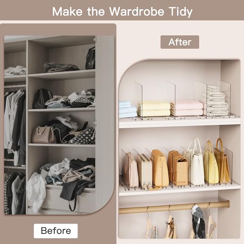 Criusia Adjustable Closet Purse Organizer Rack – 28.8" Extra-Long Shelf Divider with 6 Base Panels & 8 Dividers – Non-Slip Handbag Holder for Bags, Clothes, Kitchen, Office - Image 3