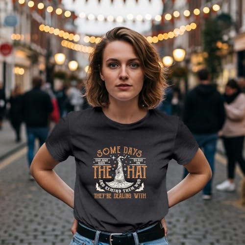 Womens Halloween Shirts The Witch Hat Tshirts Vintage Halloween Party Tee Tops4