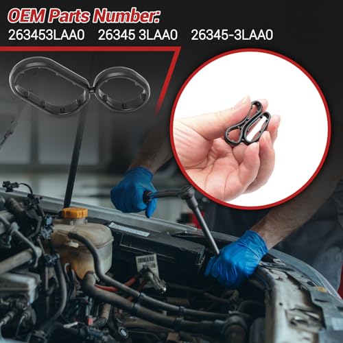 Image of Leak-Proof Engine Oil Filter Housing Gasket | Premium Rubber Sealing | Fits Kia Cadenza, Sedona, Sorento, Telluride & Hyundai Genesis G80, Palisade (3.3L, 3.8L) | OEM: 26345-3LAA0