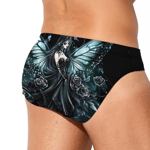 Goth Roses Butterfly Skeleton Fairy Mens Swim Briefs Quick Dry Swim Trunk Bikini Underwear Swimsuit3