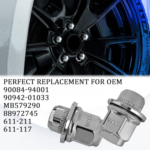 Image of Msyuusr 10PCS M12x1.5 Chrome Closed End Mag Seat Lug Nuts Set, Replacement Parts for Toyota Camry Prius Tacoma