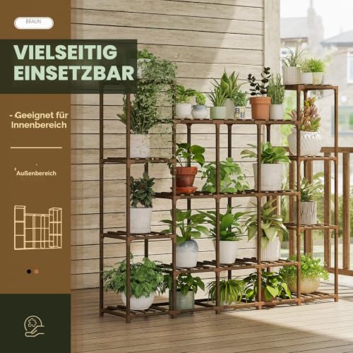 Bamworld Großes Pflanzenregal Indoor Pflanzenregal Outdoor Hoch Holz Pflanzenhalter für Wohnzimmer Mehrere Pflanzen Terrasse Balkon Garten… – Ansicht 2
