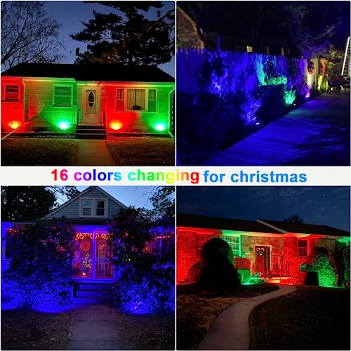 Volisun Christmas Spotlights Low Voltage Landscape Ligths With Transformer Outdoor Uplights With 16 Color Changing Waterproof Pathway Lights For House Indoors/Yard/Path/Garden(4 Pack) #TOP1
