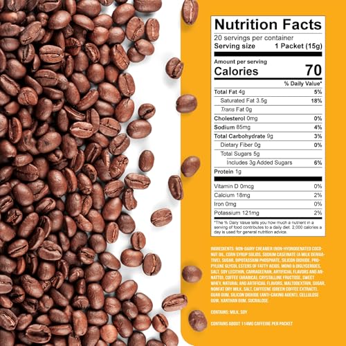 Image of The Frozen Bean Caramel Macchiato Frappe & Latte Instant Mix (20 Sticks), Made with Arabica Coffee, Double Shot Caffeine, Low Sugar & Premium Ingredients, Hot, Iced, or Blended Drinks
