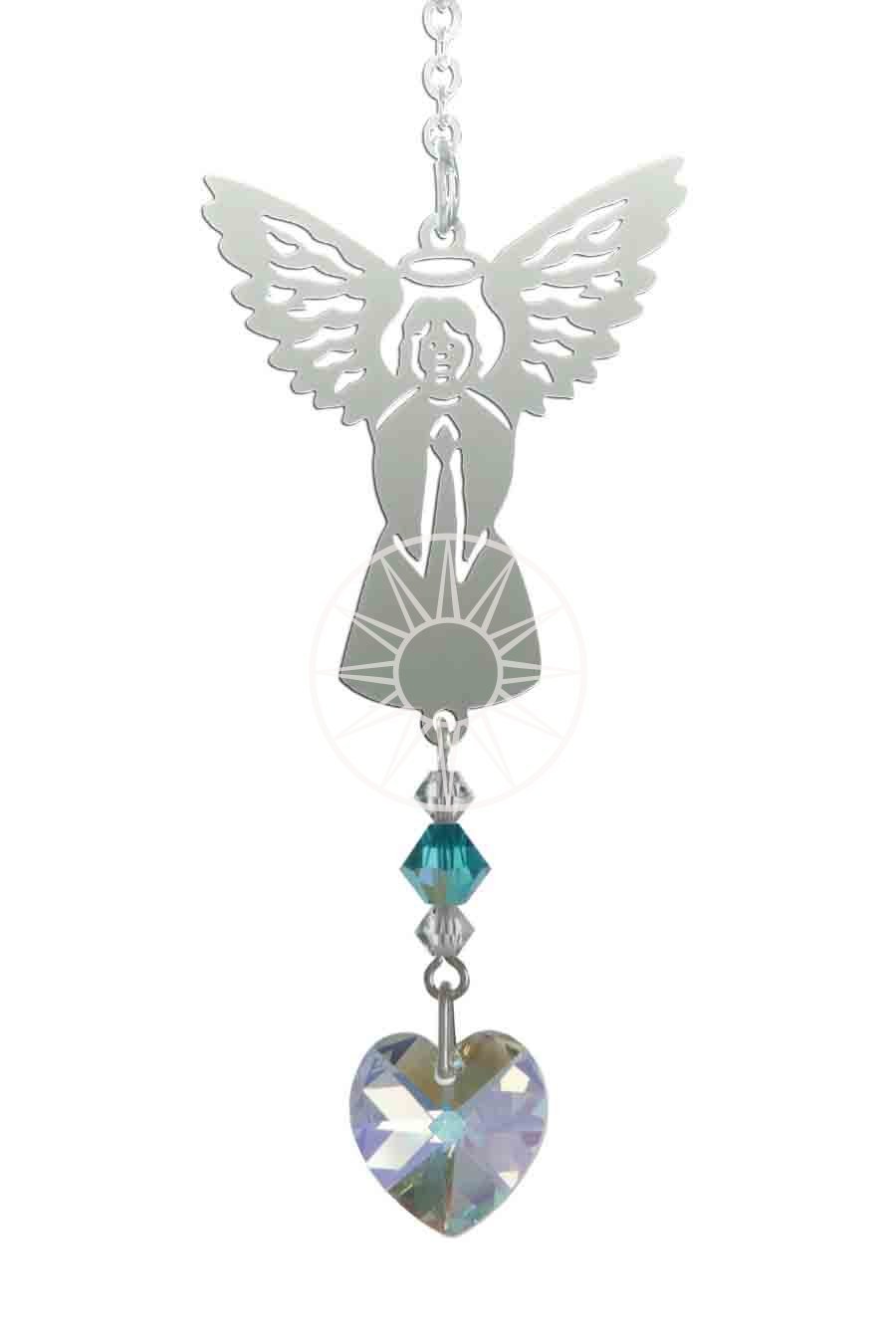 Crystal Birthstone Angel Suncatcher - December - Blue Zircon - Embellished with Swarovski Crystals