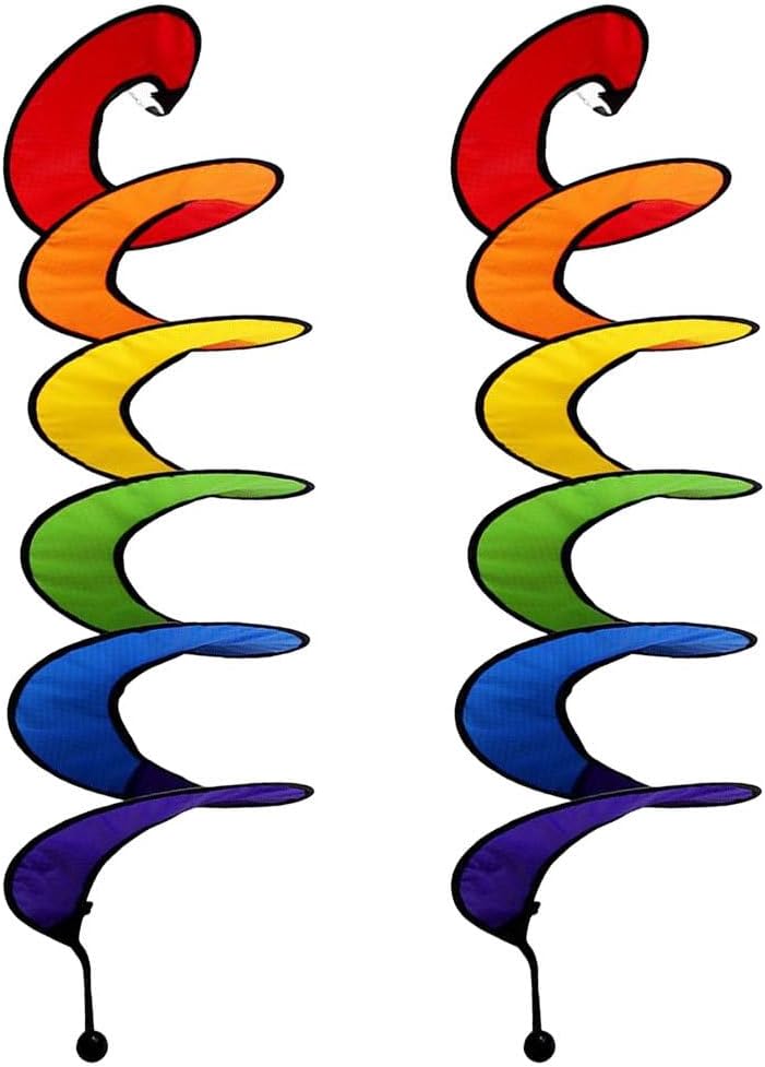 Yardwe 57 Inch Rainbow Windmill Outdoor Hanging Wind Spinners Rotating Spiral Garden Decor for Patio Lawn Yard Ornament