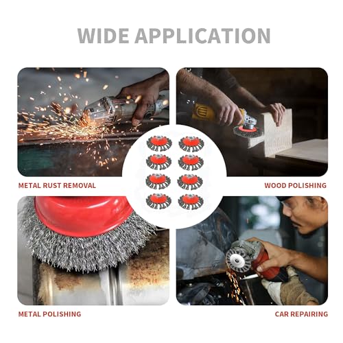 Image of Wire Wheel for Angle Grinder Heavy Duty Carbon Knotted Wire Brush | 4in Wire Brush for 4-1 /2 inch Angle Grinder with 5 /8 Threaded,Removing Rust Welds Grinding Stripping and Abrasive