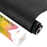HTVRONT Black Shimmer Permanent Vinyl for Cricut, Black Glitter Vinyl Permanent Rolls - 12' x 8 FT Adhesive Vinyl Roll for Cricut, Silhouette, Cameo, Signs, Scrapbooking, Craft, Die Cutters (Black)