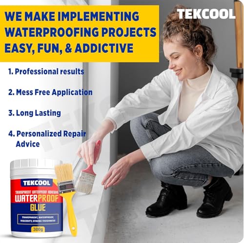Image of TEKCOOL Crack Seal Glue 600gm with Brush Transparent Waterproof Resin Epoxy for Roof Leakage Crack Seal Agent Roof Water Leakage Solution Water Proof Glue for Waterproofing (600 GM / 2 Pack),'